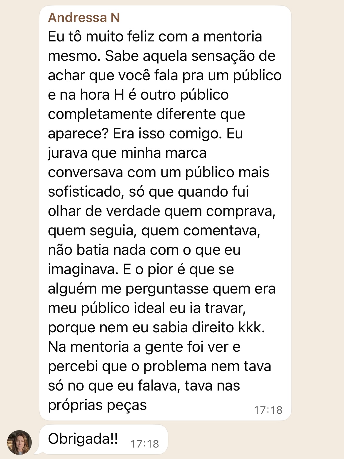 Depoimento de Andressa sobre a mentoria Modare Lab